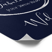 第50誕生日ネイビーシルバー誕生日ウェルカムサイン ポスター (角)