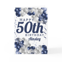 第50誕生日ネイビーバルーンお祝い