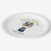 第50誕生日ネイビーブルーバルーンケーキ ペーパープレート (アングル)