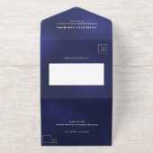 第50誕生日ネイビーブルー金ゴールドrsvp オールインワン招待状 (外側)