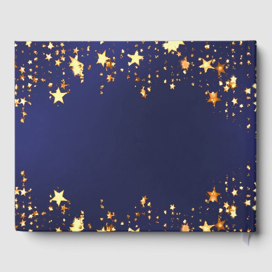 第50誕生日ネイビー青金ゴールド星写真 ゲストブック (裏面)
