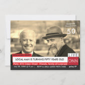 第50誕生日バイデン氏メンズテレビおもしろいニュース招待状 招待状 (正面)