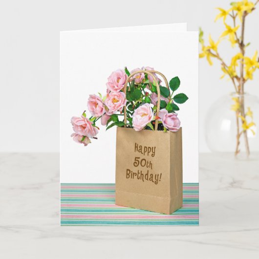 第50誕生日バッグ カード (黄色い花)