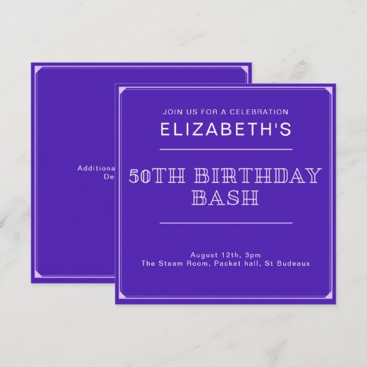 第50誕生日バッシュカスタム 招待状 (正面/裏面)