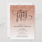 第50誕生日バラ金ゴールドグリッター招待状 招待状 (正面)