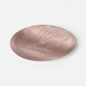 第50誕生日バラ金ゴールドパーソナライズされたグリッター ペーパープレート (アングル)