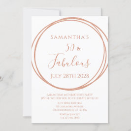 第50誕生日バラ金ゴールドミニマル誕生日 招待状