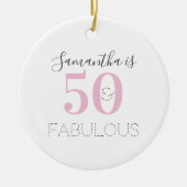 第50誕生日パーソナライズされたタイポグラフィ セラミックオーナメント (正面)