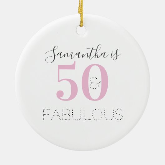 第50誕生日パーソナライズされたタイポグラフィ セラミックオーナメント (裏面)