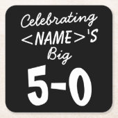 第50誕生日パーソナライズされた紙コースター スクエアペーパーコースター (正面)
