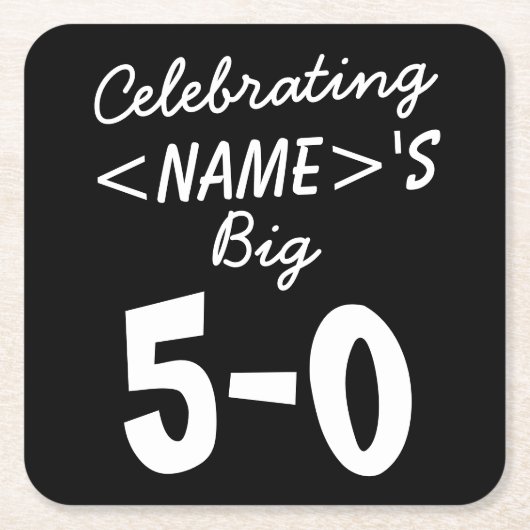 第50誕生日パーソナライズされた紙コースター スクエアペーパーコースター (正面)