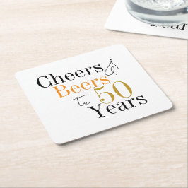 第50誕生日ビールと応援ミニマルパーティー スクエアペーパーコースター
