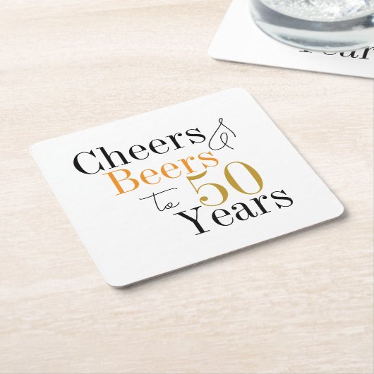 第50誕生日ビールと応援ミニマルパーティー スクエアペーパーコースター (アングル)