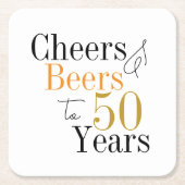 第50誕生日ビールと応援ミニマルパーティー スクエアペーパーコースター (正面)