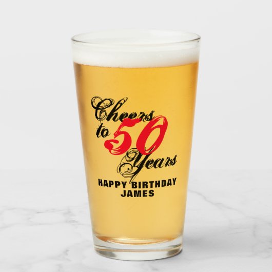 第50誕生日ビールガラスのギフト50年のへの応援 タンブラーグラス (ドリンク正面)