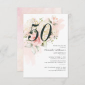 第50誕生日ピンクフローラ植物園 招待状 (正面/裏面)