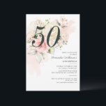 第50誕生日ピンクフローラ植物園 招待状<br><div class="desc">可愛モダンくてエレガント50バースデーパーティ招待状。トレンディーレイアウトと水彩フローラと緑のユーカリとピンクの赤面。お誕生日パーティーの招待に最適。簡単に編集できるテンプレートと文字は、の「パーソナライズ」ボタンで自分の詳細に置き換えられクリックる。さらにカスタマイズを行うクリックには、「更にカスタマイズ」リンクをクリックし、デザインツールを使用してこのテンプレートを修正する。ヒント：このコレクションの他の誕生日アイテムをチェックする。このコレクションのアイテムをグループ化し、特別な誕生日のショッピングを簡単とシームレスに作る。</div>