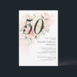 第50誕生日ピンクフローラ植物園 招待状<br><div class="desc">可愛モダンくてエレガント50バースデーパーティ招待状。トレンディーレイアウトと水彩フローラと緑のユーカリとピンクの赤面。お誕生日パーティーの招待に最適。簡単に編集できるテンプレートと文字は、の「パーソナライズ」ボタンで自分の詳細に置き換えられクリックる。さらにカスタマイズを行うクリックには、「更にカスタマイズ」リンクをクリックし、デザインツールを使用してこのテンプレートを修正する。ヒント：このコレクションの他の誕生日アイテムをチェックする。このコレクションのアイテムをグループ化し、特別な誕生日のショッピングを簡単とシームレスに作る。</div>