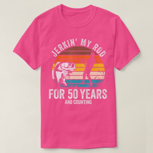 第50誕生日フィッシャーマンおもしろい魚釣り日 Tシャツ (デザイン正面)