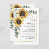 第50誕生日フローラひまわりユーカリパーティー 招待状 (正面/裏面)