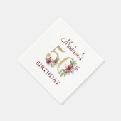 第50誕生日ブルゴーニュパーソナライズされた金ゴールド スタンダードカクテルナプキン (角)
