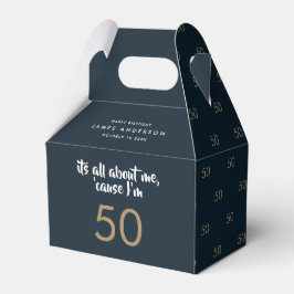 第50誕生日ブルーと金ゴールドシンプルエレガントモダン フェイバーボックス