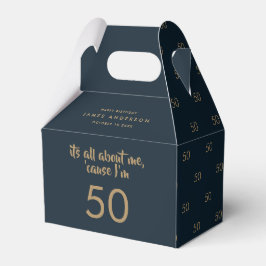 第50誕生日ブルーと金ゴールドシンプルエレガントモダン フェイバーボックス