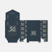 第50誕生日ブルーと金ゴールドシンプルエレガントモダン フェイバーボックス (折り畳みなし)