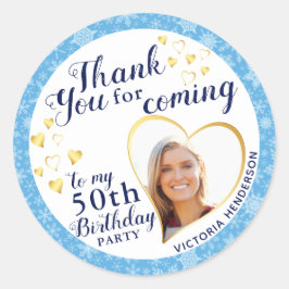 第50誕生日ブルーウィンターフェイスブックレット ラウンドシール