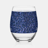 第50誕生日ブルーグリッターギフトお願いトレンディー ステムなしワイングラス (右)