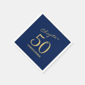 第50誕生日ブルー金ゴールド第50章 スタンダードカクテルナプキン (角)