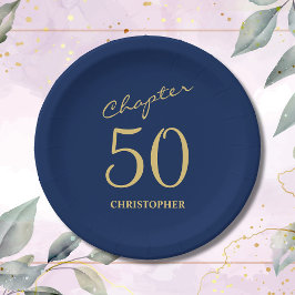 第50誕生日ブルー金ゴールド第50章 ペーパープレート