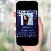 第50誕生日ブルー・シルバー・スターズ写真歓迎 ポスター