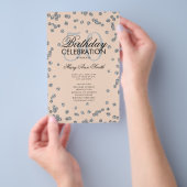 第50誕生日プログラムシルバーグリッターとメニュー赤面 チラシ (ハンドル)