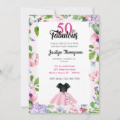 第50誕生日プードルスカート – 素晴らしい50sグリッター 招待状 (正面)