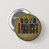 第50誕生日ボタン 缶バッジ (正面&裏面)