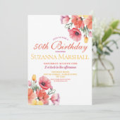 第50誕生日ポピー春フローラ夏 招待状 (スタンド正面)