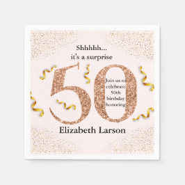 第50誕生日ミニマモダンリストフェイク金ゴールドグリッター スタンダードカクテルナプキン