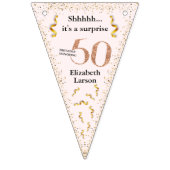 第50誕生日ミニマモダンリストフェイク金ゴールドグリッター バンティングフラッグ (第1の旗)