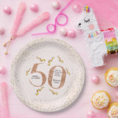 第50誕生日ミニマモダンリストフェイク金ゴールドグリッター ペーパープレート (パーティー)