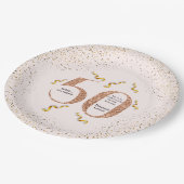 第50誕生日ミニマモダンリストフェイク金ゴールドグリッター ペーパープレート (アングル)