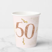 第50誕生日ミニマモダンリストフェイク金ゴールドグリッター 紙コップ (裏面)