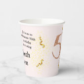 第50誕生日ミニマモダンリストフェイク金ゴールドグリッター 紙コップ (左)