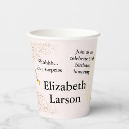 第50誕生日ミニマモダンリストフェイク金ゴールドグリッター 紙コップ