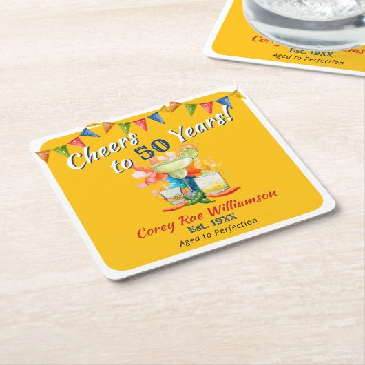 第50誕生日メキシコフェスタ応援~50年 スクエアペーパーコースター (アングル)