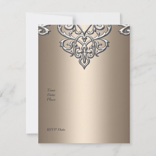 第50誕生日メタルシルバーのコーヒーオーバーレイ 招待状 (裏面)