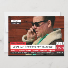 第50誕生日メンズおもしろいニュースTV マグネット招待状