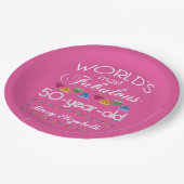 第50誕生日モストファブルジェムズラズベリーピンク ペーパープレート (アングル)