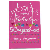 第50誕生日モストファブルジェムズラズベリーピンク ミディアムペーパーバッグ (正面)