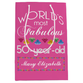 第50誕生日モストファブルジェムズラズベリーピンク ミディアムペーパーバッグ